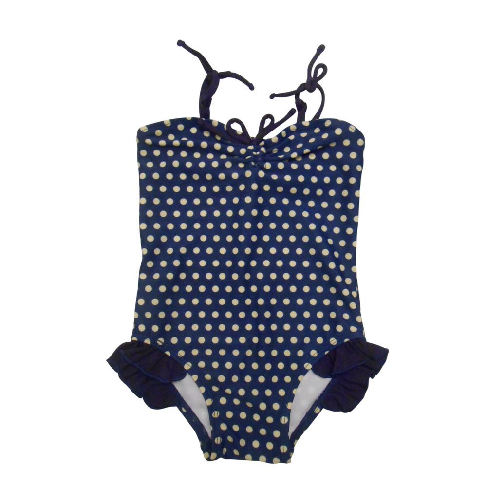 Northwest Blue Baby Girls One Piece Polka Dot Navy Blue Yellow Swimsuit Size XXS